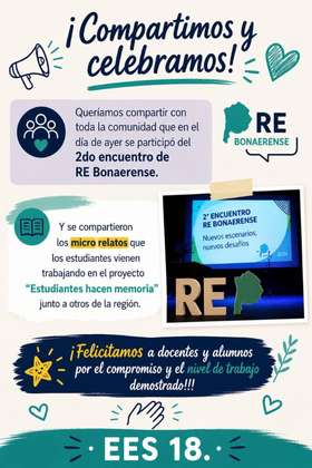 Publicación institucional sobre el 2.º Encuentro de RE Bonaerense